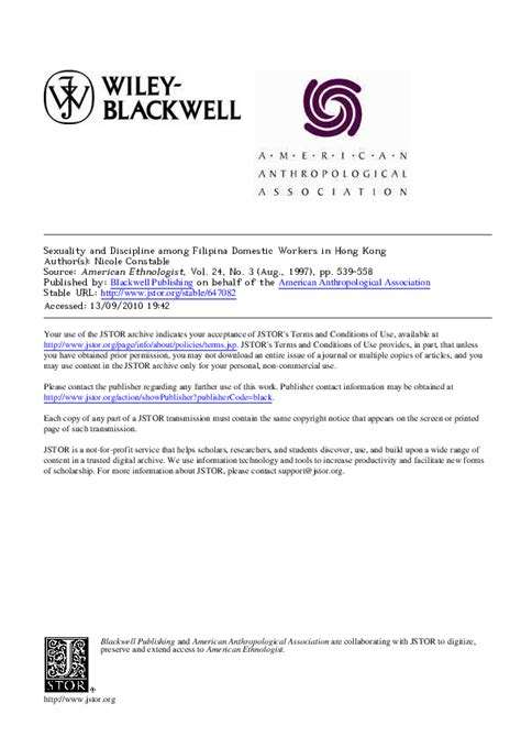 Sexuality and Discipline among Filipina Domestic Workers in.